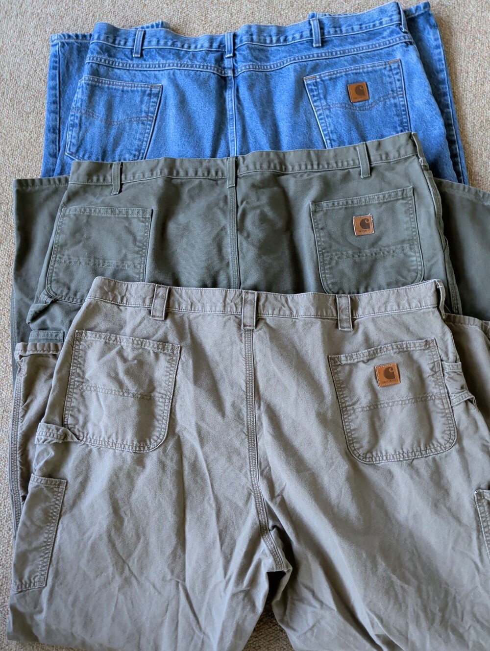 Carhartt Work Pants Bundle - Blue, Olive, Khaki 48x30